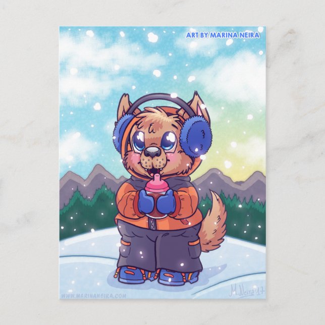 Kiba's Snowy Day Postcard (Front)