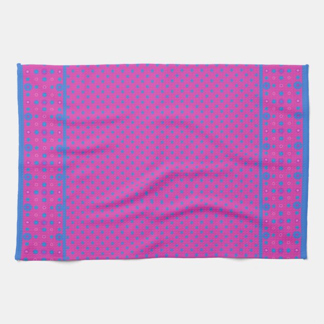 Kichen Towel, Magenta: Bright Blue Dots Kitchen Towel (Horizontal)