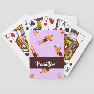 Kick boxer fighter on purple playing cards