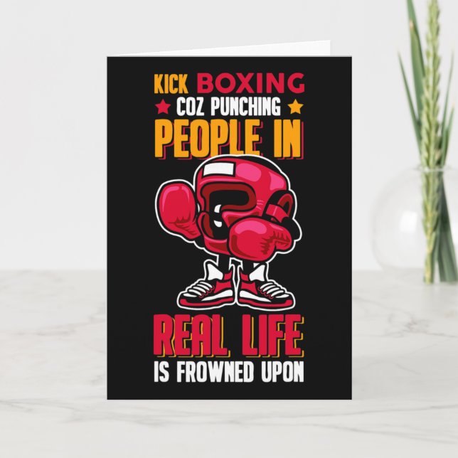 Kick Boxing Punching People Frowned Upon  Card (Front)