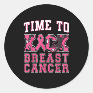 Kick Breast Cancer Awareness Soccer Pink Ribbon Bo Classic Round Sticker