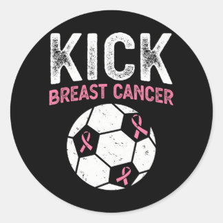 Kick Breast Cancer Awareness Soccer Pink Ribbon Classic Round Sticker