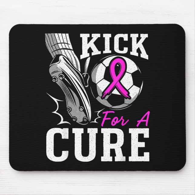 Kick For A Breast Cancer Awareness Nk Ribbon Socce Mouse Pad (Front)