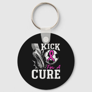 Kick For A Cure Breast Cancer Awareness Pink Ribbo Keychain