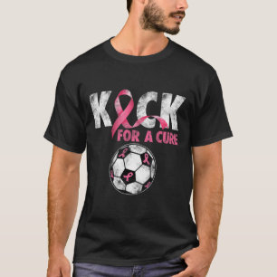 Kick For A Cure Breast Cancer Awareness Pink Ribbo T-Shirt