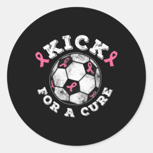 Kick For A Cure Pink Ribbon Breast Cancer Awarenes Classic Round Sticker