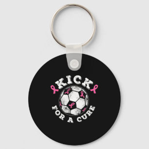 Kick For A Cure Pink Ribbon Breast Cancer Awarenes Keychain