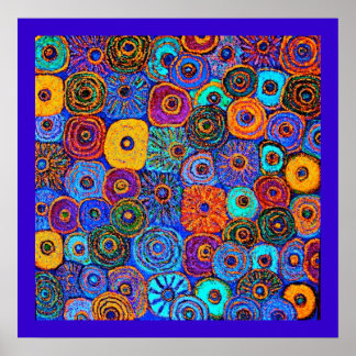 Kick It Up! Circles Flowers Poster signed