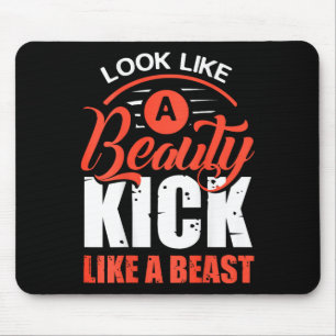 Kick Like A Beast, Kickboxing T Shirt, Kickboxer S Mouse Pad