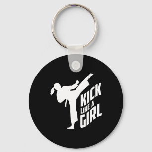 Kick Like A Girl-karate Kickboxing Girl Keychain