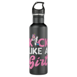 Kick Like Girl Unicorn Karate Taekwondo Martial Ar 710 Ml Water Bottle