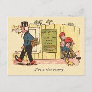 Kick Me Sign Prank Children Old Man Postcard