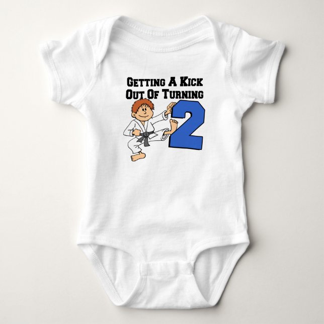 Kick Out Of Turning Two Baby Bodysuit (Front)
