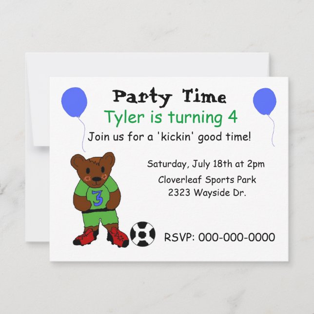 Kick The Soccer Ball Party Invitation (Front)
