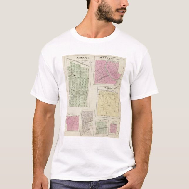 Kickapoo, Linwood, Fairmount, and Lenape, Kansas T-Shirt (Front)