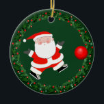 Kickball Christmas Collectable Ornament<br><div class="desc">Creative kickball Christmas ornament holiday keepsake gift featuring cartoon Santa Claus kickball player. To personalize edit text to add her or his name and the year.</div>
