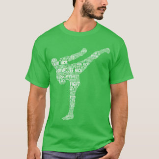 Kickboing Silhouette Word Cloudaekwondo Karate Fig T-Shirt