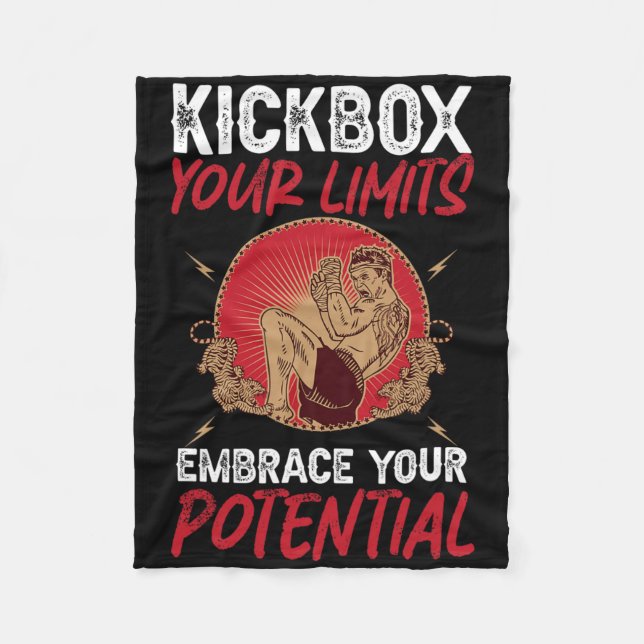 Kickbox Your Limits Embrace Your Potential Kickbox Fleece Blanket (Front)