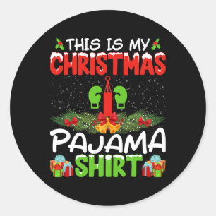 Kickboxer Kickboxing Xmas Pajama Shirt Christmas H Classic Round Sticker