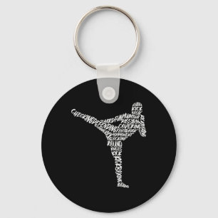 Kickboxer Martial Arts Typography Men Kids Boys Ki Keychain