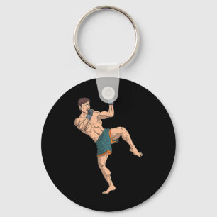 Kickboxer Prepares To Strike Keychain