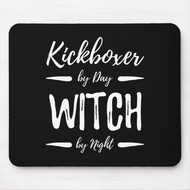 Kickboxer Witch Funny Kickboxing Halloween Costume Mouse Pad (Front)