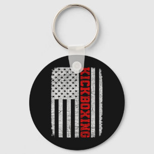 Kickboxing American Flag 4th July Patriotic Funny Keychain