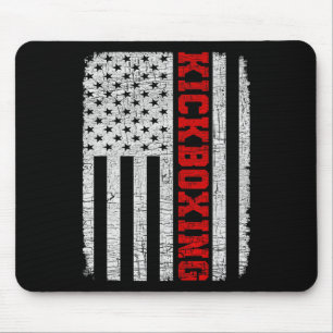 Kickboxing American Flag 4th July Patriotic Funny  Mouse Pad