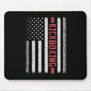 Kickboxing American Flag 4th Of July Kickboxer For Mouse Pad