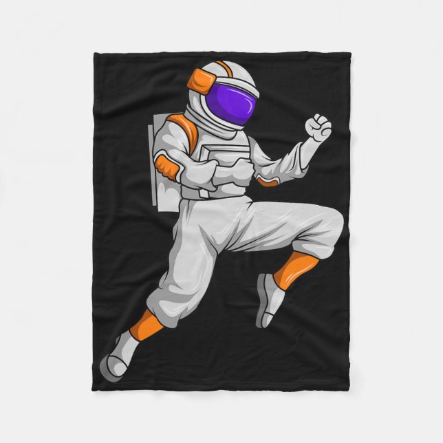 Kickboxing Astronaut Kickboxer Outerspace Karate B Fleece Blanket (Front)