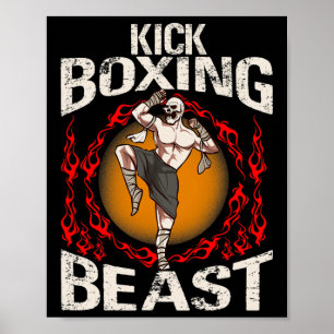 Kickboxing Beast Brazilian Martial Arts Distressed Poster