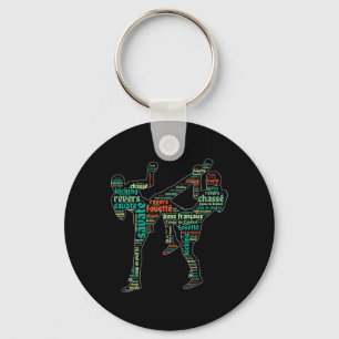 Kickboxing Boxer Boxing Shoe Kicking Savate Word C Keychain
