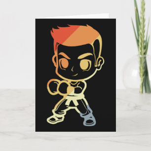 Kickboxing Boy Cartoon Look Kickboxer Karate  Card