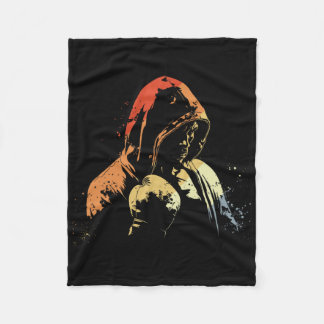 Kickboxing Boy Drawing Retro Martial Arts For Boys Fleece Blanket