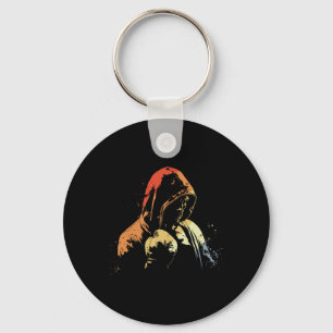 Kickboxing Boy Drawing Retro Martial Arts For Boys Keychain
