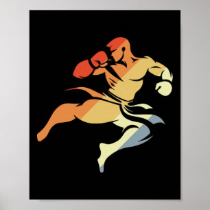 Kickboxing Boy Sketch 90s Look Martial Arts  Poster