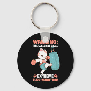 Kickboxing Cat For Men Women Kids Keychain