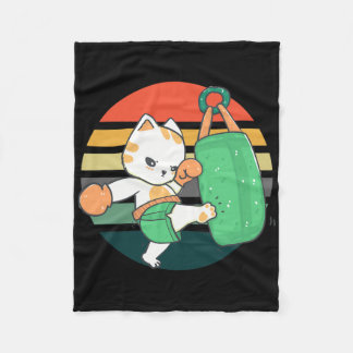Kickboxing Cat Men Women Kids  Fleece Blanket