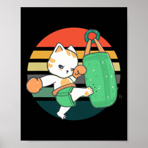 Kickboxing Cat Men Women Kids Poster