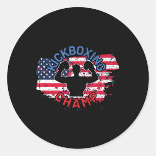 Kickboxing Champ Usa Classic Round Sticker
