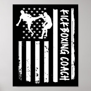 Kickboxing Coach Usa Flag Women Kids Men  Poster