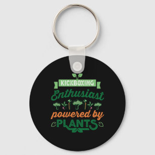 Kickboxing Enthusiast Powered By Plants Vegan Gift Keychain