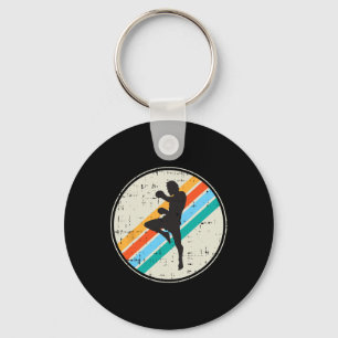 Kickboxing Fighter Silhouette Retro Martial-arts G Keychain