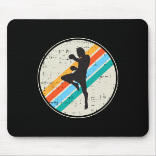 Kickboxing Fighter Silhouette Retro Martial-arts G Mouse Pad