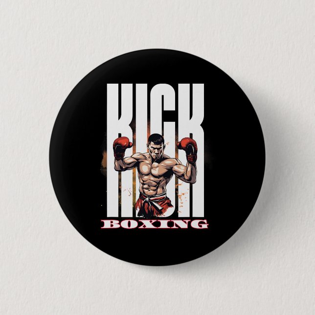 Kickboxing Fighting Style  2 Inch Round Button (Front)