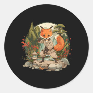 Kickboxing Fox Martial Arts Karate Jiu-Jitsu Mma Classic Round Sticker