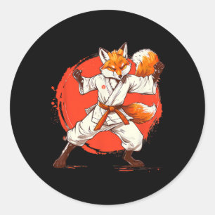 Kickboxing Fox Taekwondo Karate Mma Funny Martial Classic Round Sticker
