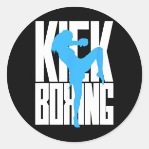 Kickboxing Girl In Training Classic Round Sticker