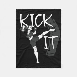 Kickboxing Girl Kick It  Fleece Blanket
