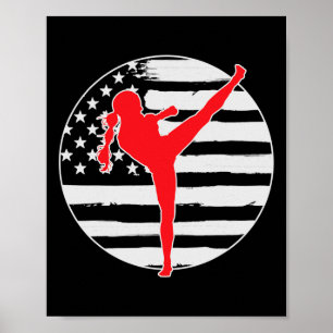 Kickboxing Girl Usa Flag 4th Of July  Poster